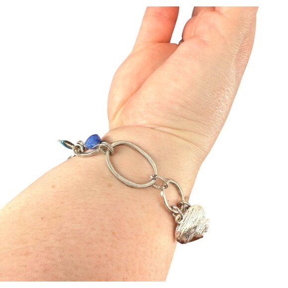 J. Jill Multi-Charm Bracelet Metal Blue Rising Tides Shell Fish Turtle Sea Life - Picture 12 of 14